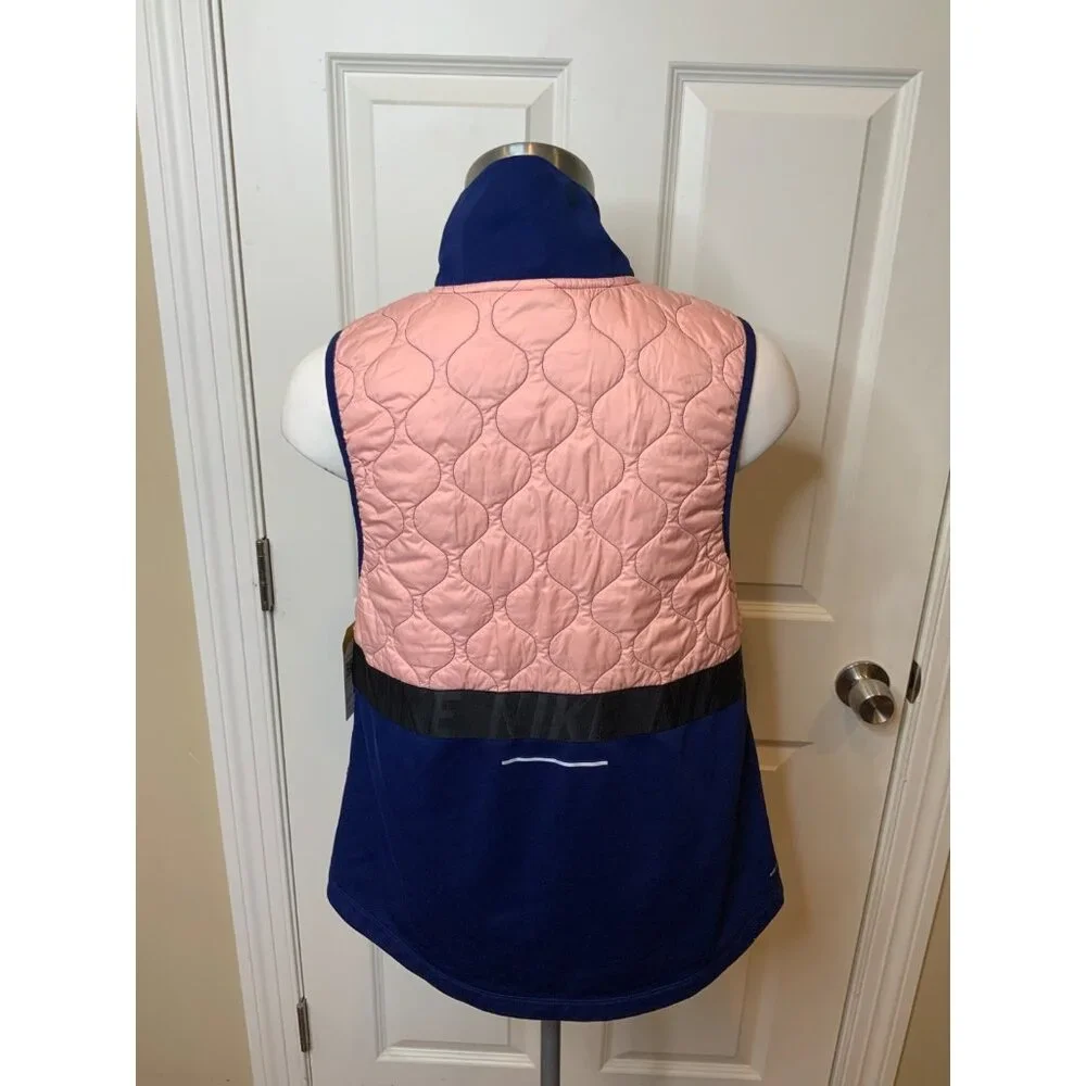 Nike Aerolayer Gilet Blue, Gray & Pink Quilted Zip-Up Vest, Size M